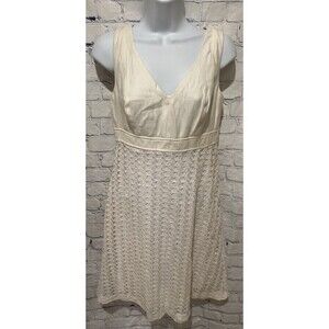 Nine West Linen And Cotton Eyelet Sleeveless White Knee Length Dress Size 2